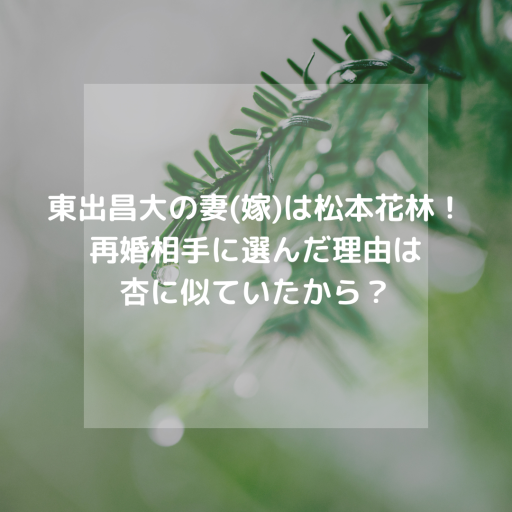 東出昌大の妻(嫁)は松本花林！再婚相手に選んだ理由は杏に似ていたから？